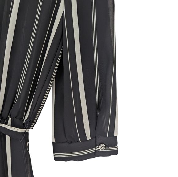 Vintage 80s Striped Dress Peter Pan Collar Wednesday Addams Dark Academia - Picture 4 of 15